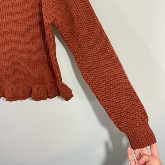 Wilfred Aritzia Women's Brown Jonnie Ruffle Hem Sweater Size M - Picture 5 of 9